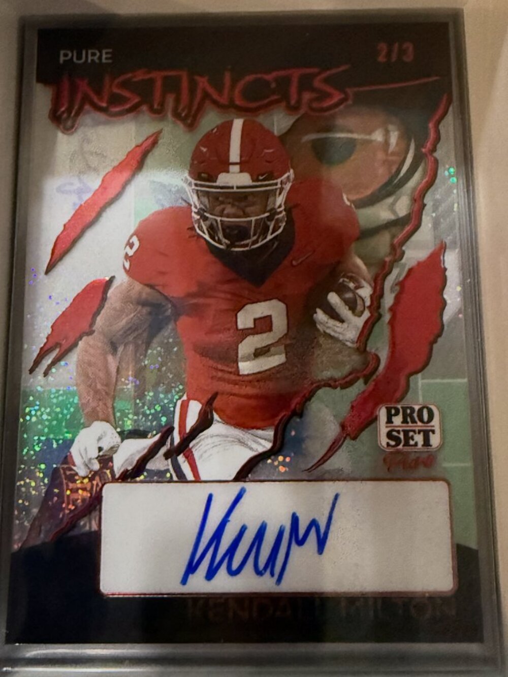 2024 Leaf Pro Set Pure Instincts Kendall Milton #PI-KM1 Red Stardust Auto 2/3